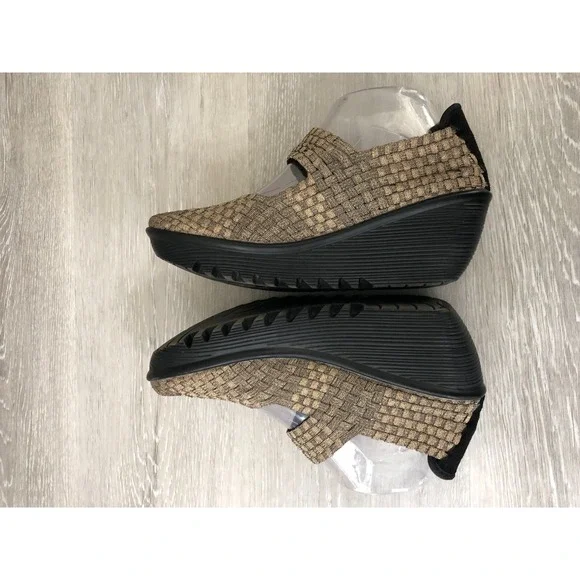 Bernie Mev Catwalk Women's Mary Jane Wedge Bronze Textile 10 Elastic Comfort - Picture 4 of 7